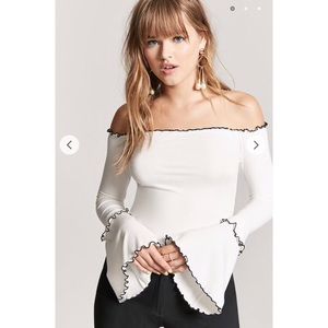 Bell Sleeve Off-The-Shoulder Top